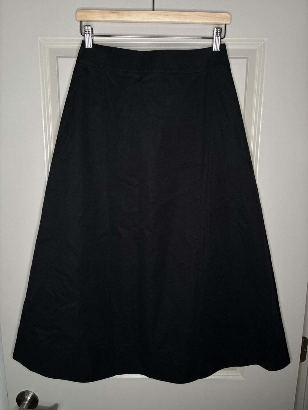 Tuckernuck Kenya A-Line Cotton Midi Skirt in Black Size 6 Pockets Buttons - Picture 4 of 7
